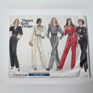 80s Vogue’s Basic Design Pattern 2188 - Women's Jumpsuit Pattern - new/uncut